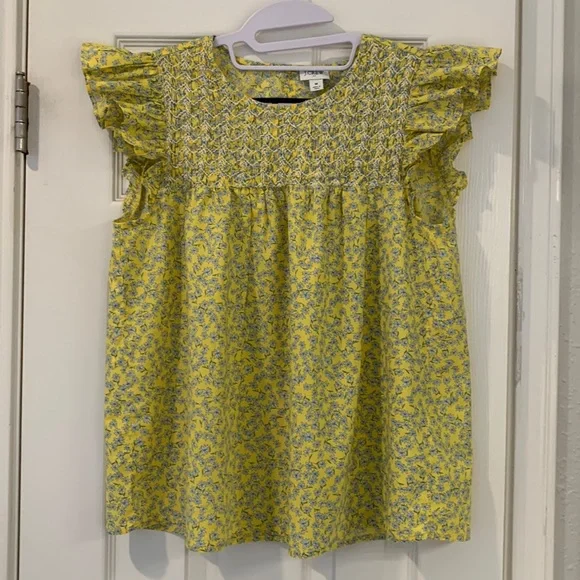 J.Crew Embroidered Flutter Sleeve Top in
Stellar Yellow Daisy - Size Medium - Picture 4 of 8